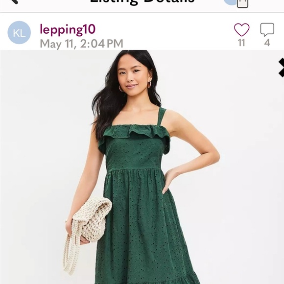 LOFT Green Ruffle Dress - Picture 3 of 8